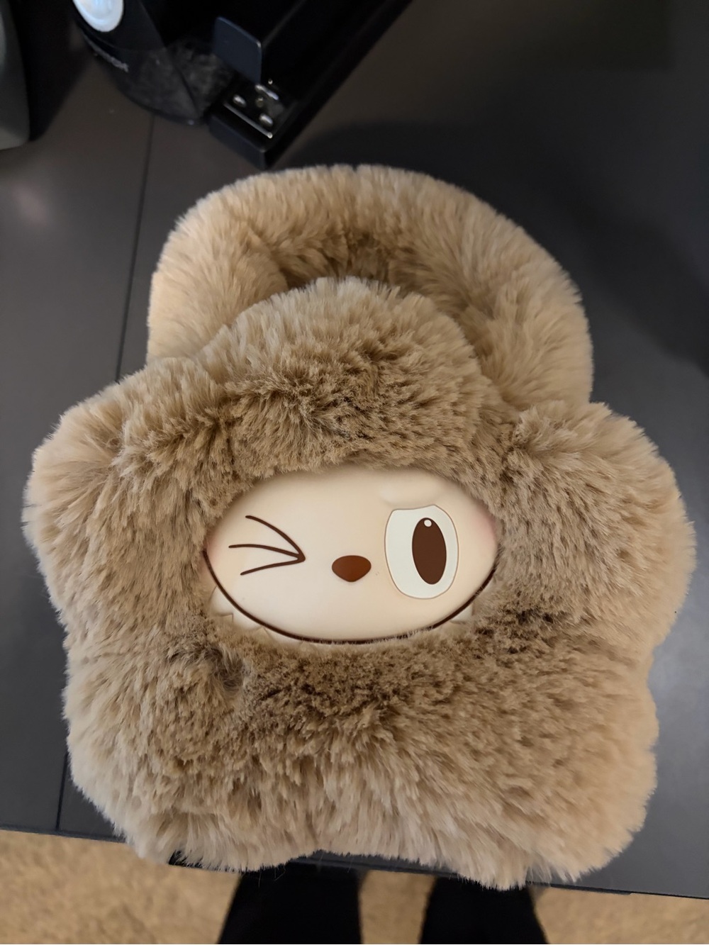 Soft Plush Brown Winking Animal Ear Muffs for Kids
